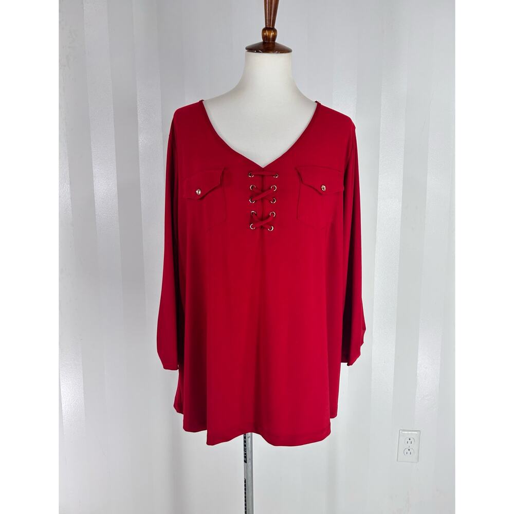 PERSEPTION Women’s Red Blouse Sz 2X